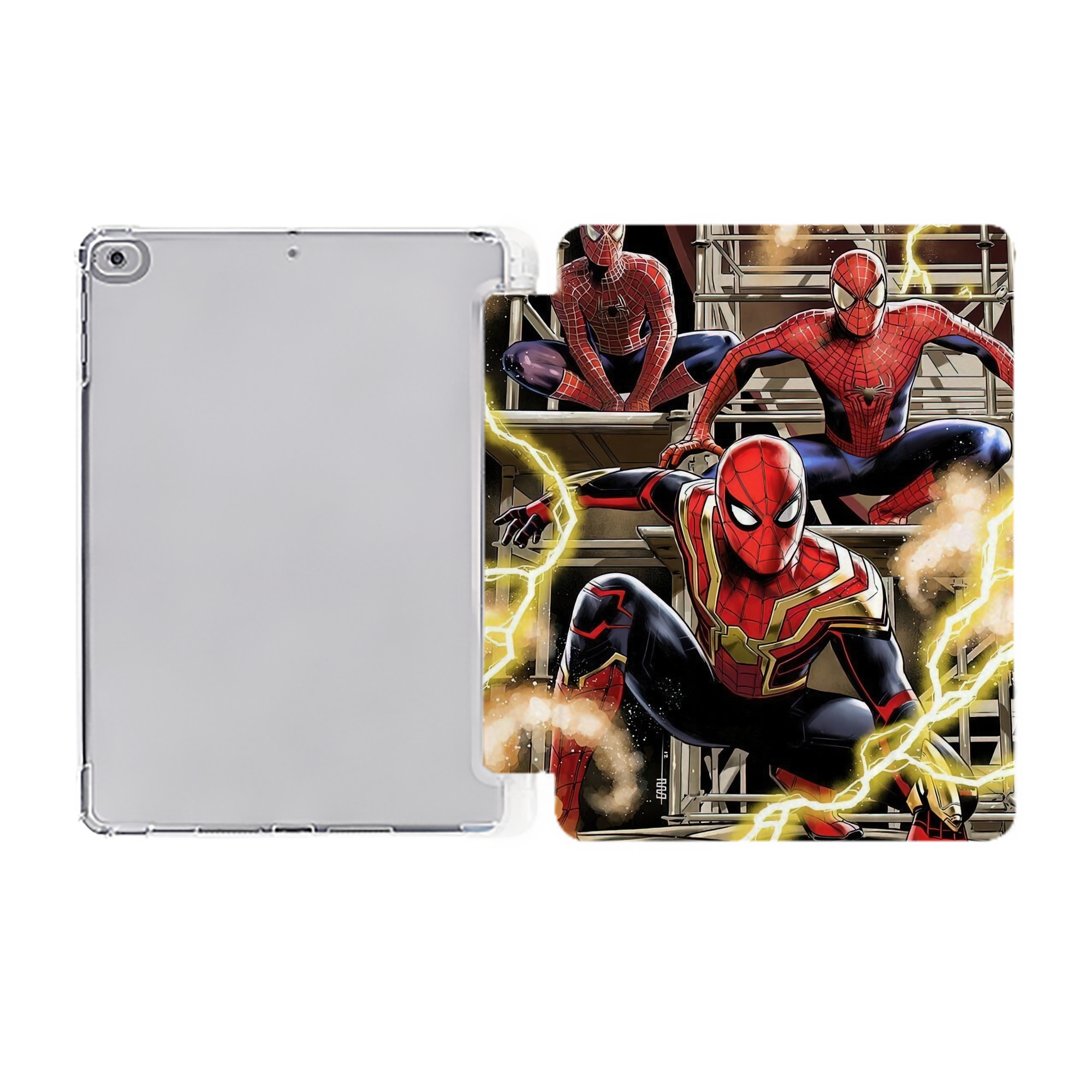 （画像用） Spider Man スパイダーマン IPad ケース ペン収納付き 三つ折りスタンド PUレザー×シリコン 対応機種9.5/10.5/10.9インチ